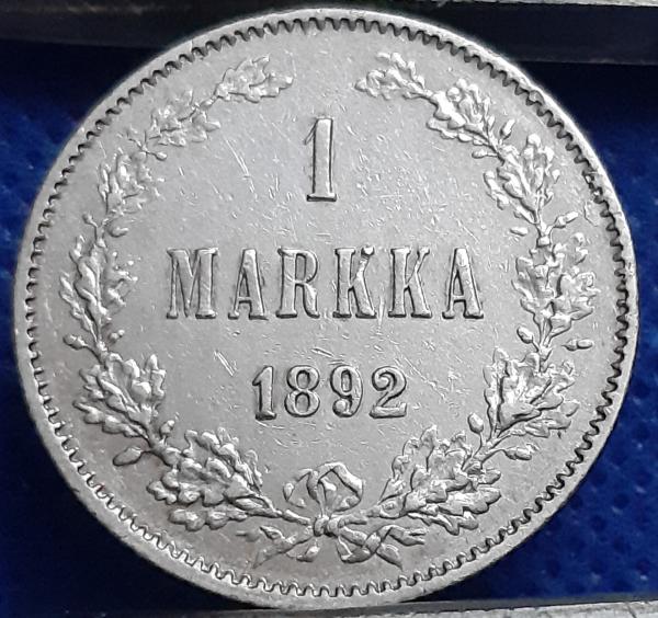 Suomija 1 Markė 1892 KM#3.2 Sidabras (1847)