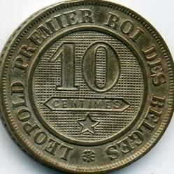 10 santimų Belgija 1862m.
