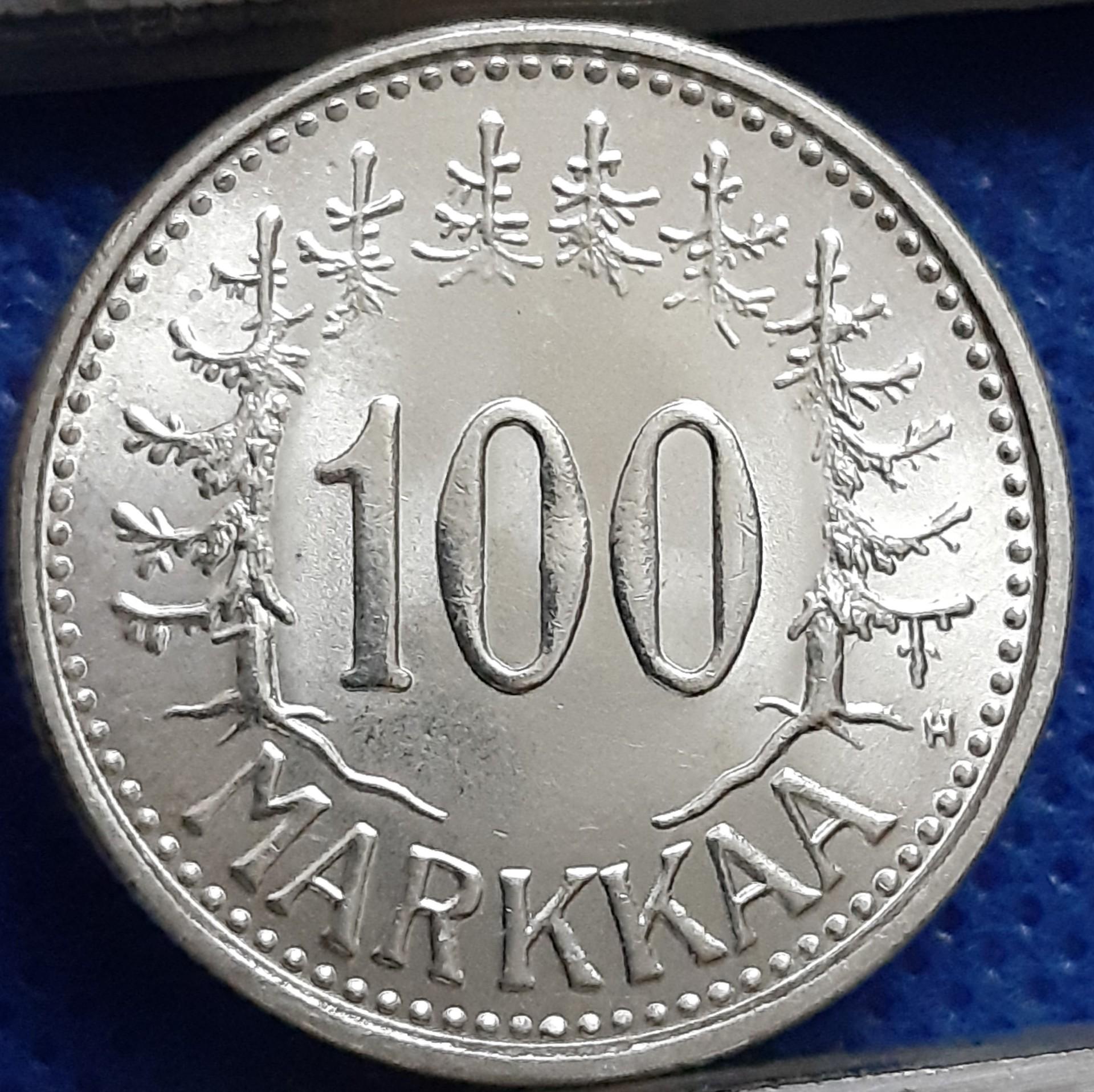 Suomija 100 Markių 1957 KM#41 Sidabras (1865)