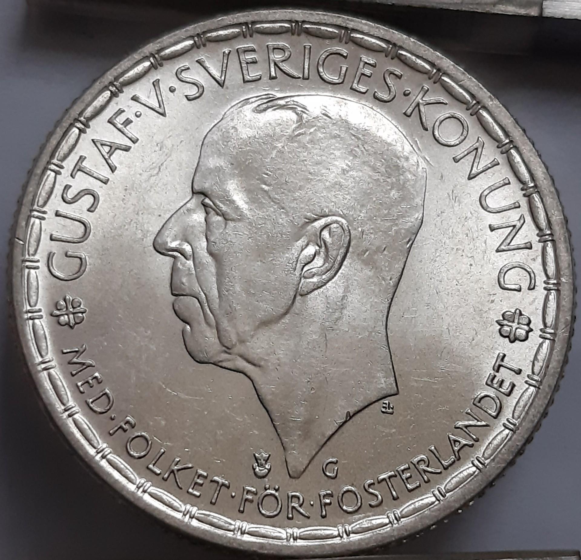 Švedija 2 Kronos 1943 KM#815 Sidabras (1880)