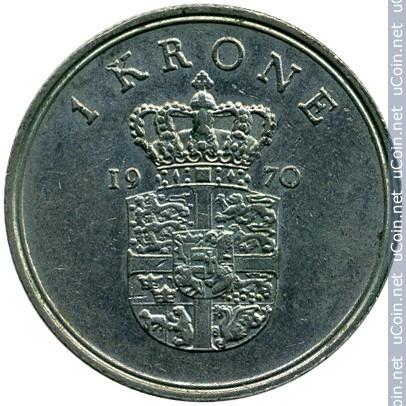 1 krona Danija 1970m.