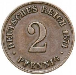 2 pfenigai, Vokietijos Imperija, 1874m.