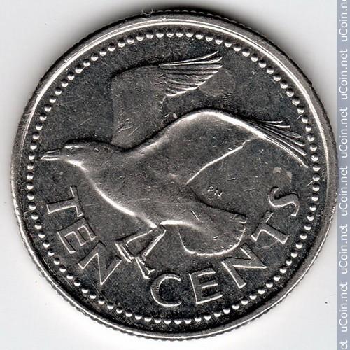 10 centų, Barbadosas, 1998m.