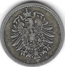5 pfenigai, Vokietijos Imperija, 1875m. E