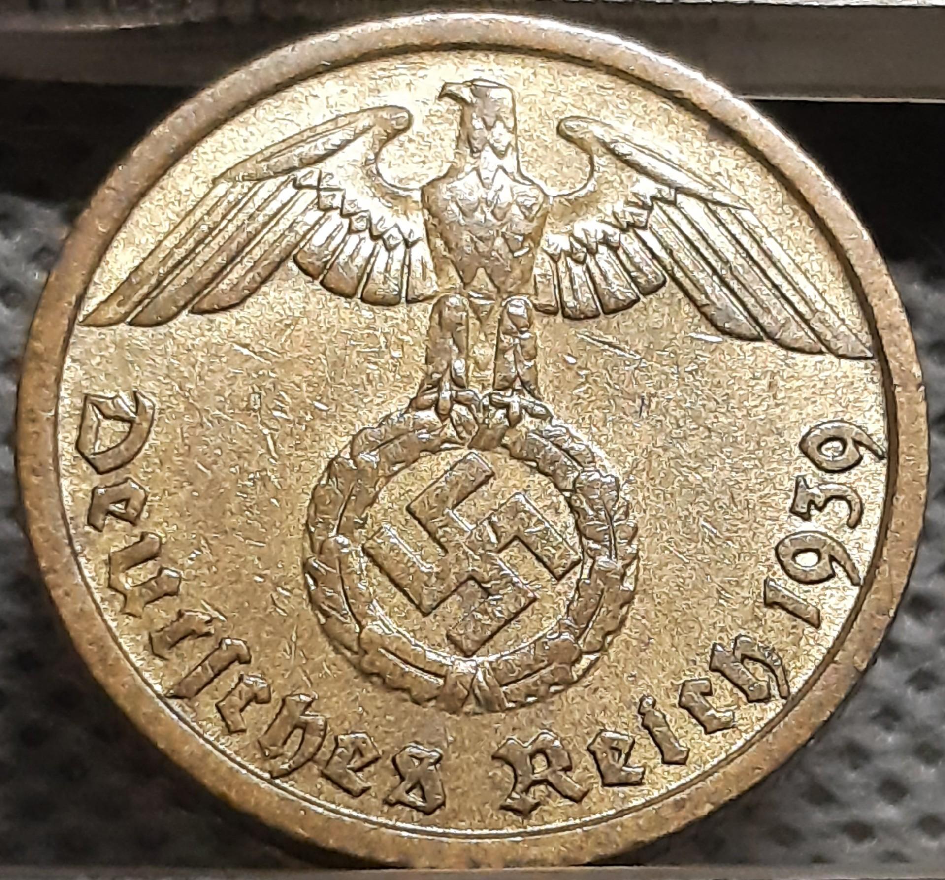 Trečiasis Reichas 10 Reichspfenigų 1939 J KM#92 (1919)