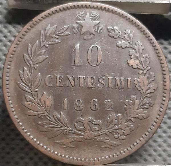 Italija 10 čentezimų 1862 KM#11 Varis (1912)