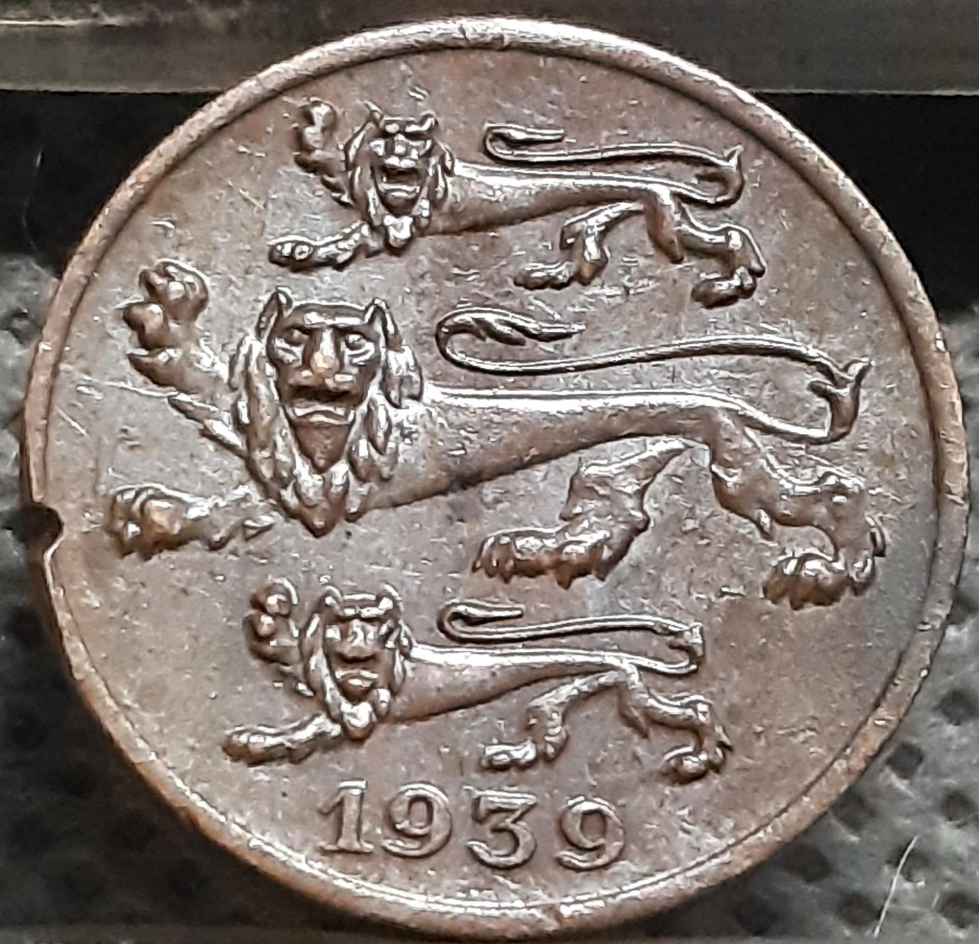 Estija 1 Sentas 1939 KM#19 Bronza (1915)