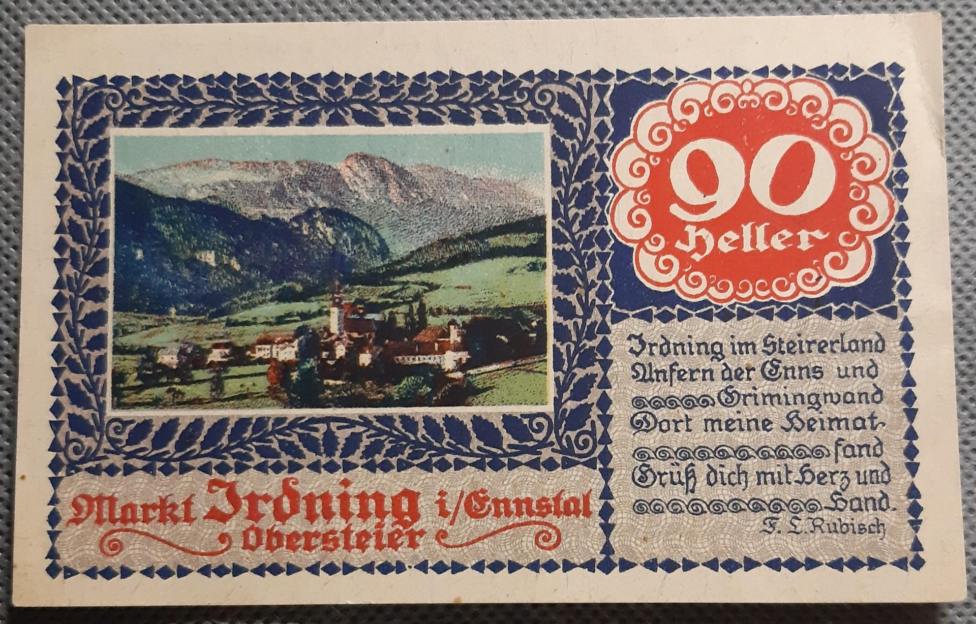 Austrija 90 Helerių Banknotas 1918-1921 (1960)