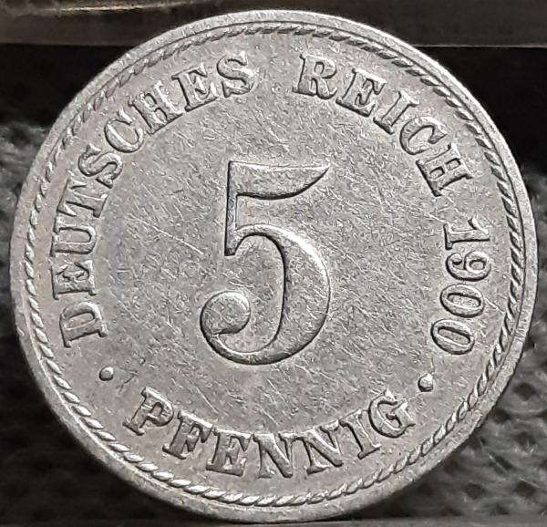 Vokietija 5 Pfenigai 1900 A KM#11 (1943)