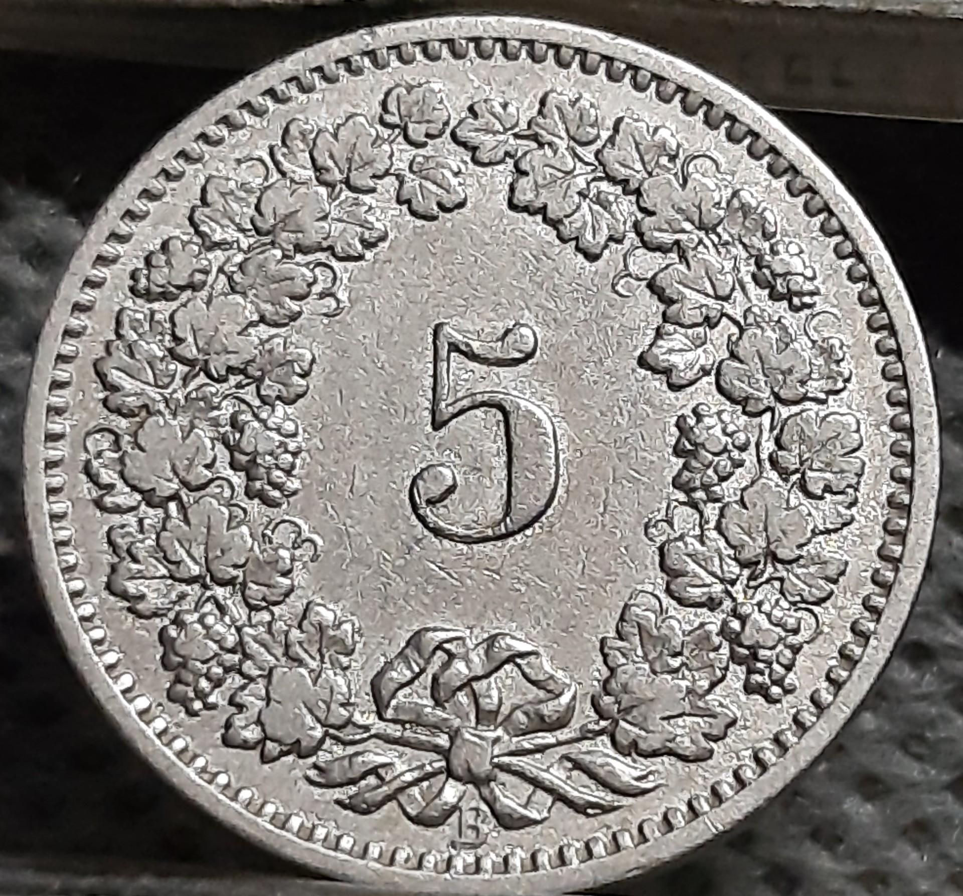 Šveicarija 5 Rapenai 1884 KM#26 (1951)