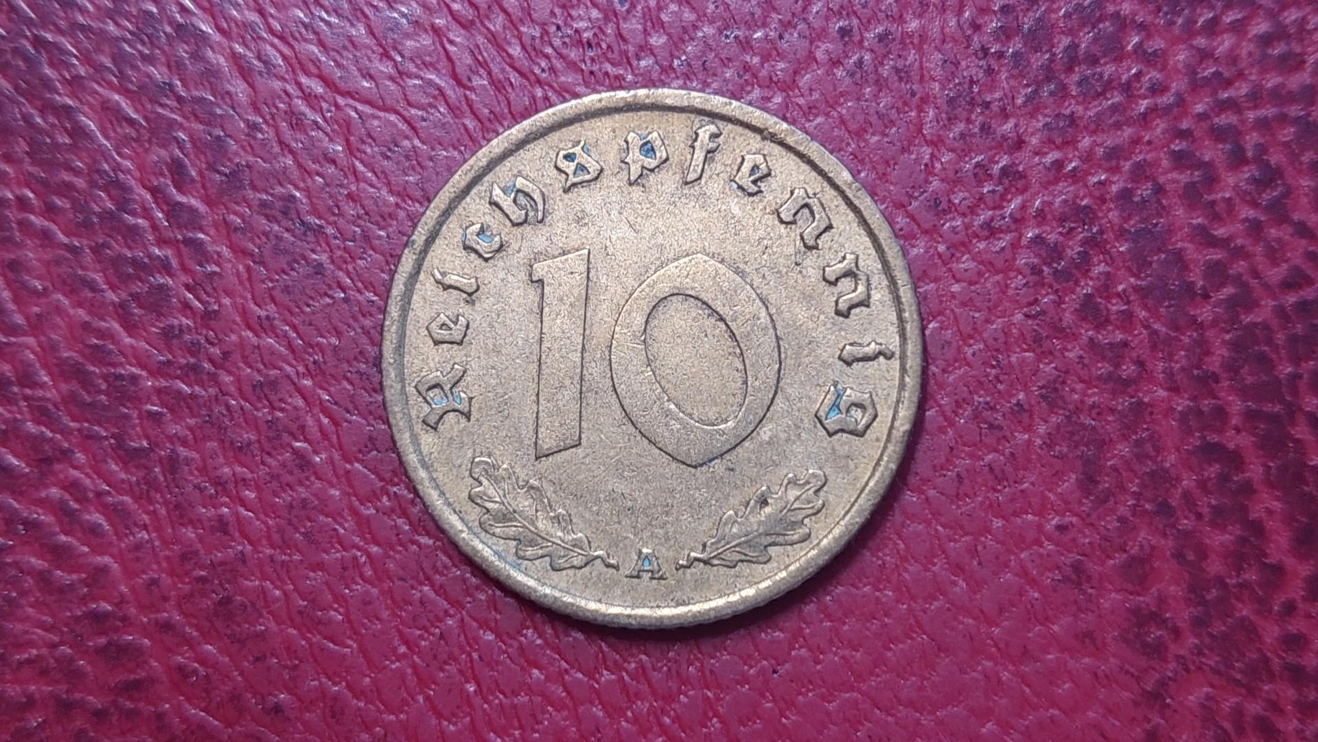 Trečiasis Reichas 10 reichspfenigų, 1938A KM# 92