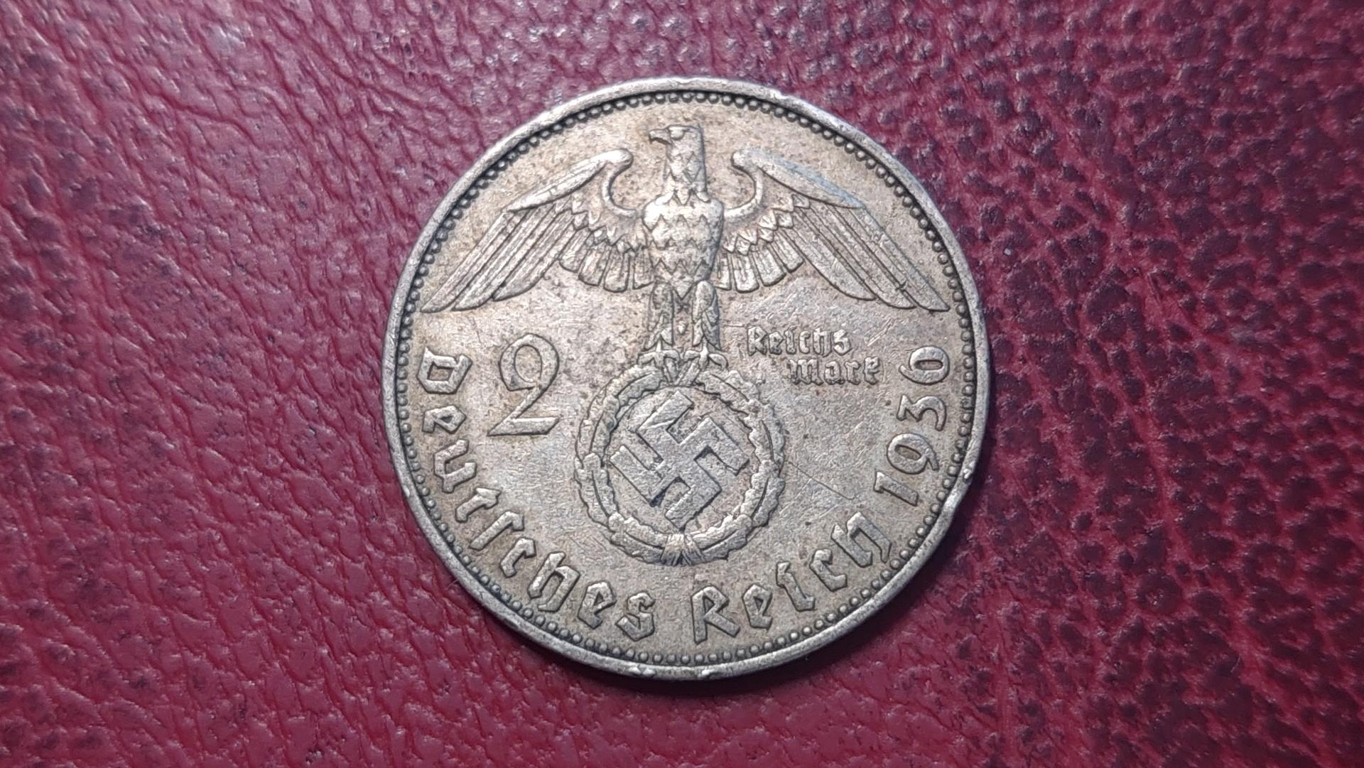 Trečiasis Reichas 2 reichsmarkės, 1936E KM# 93 AG