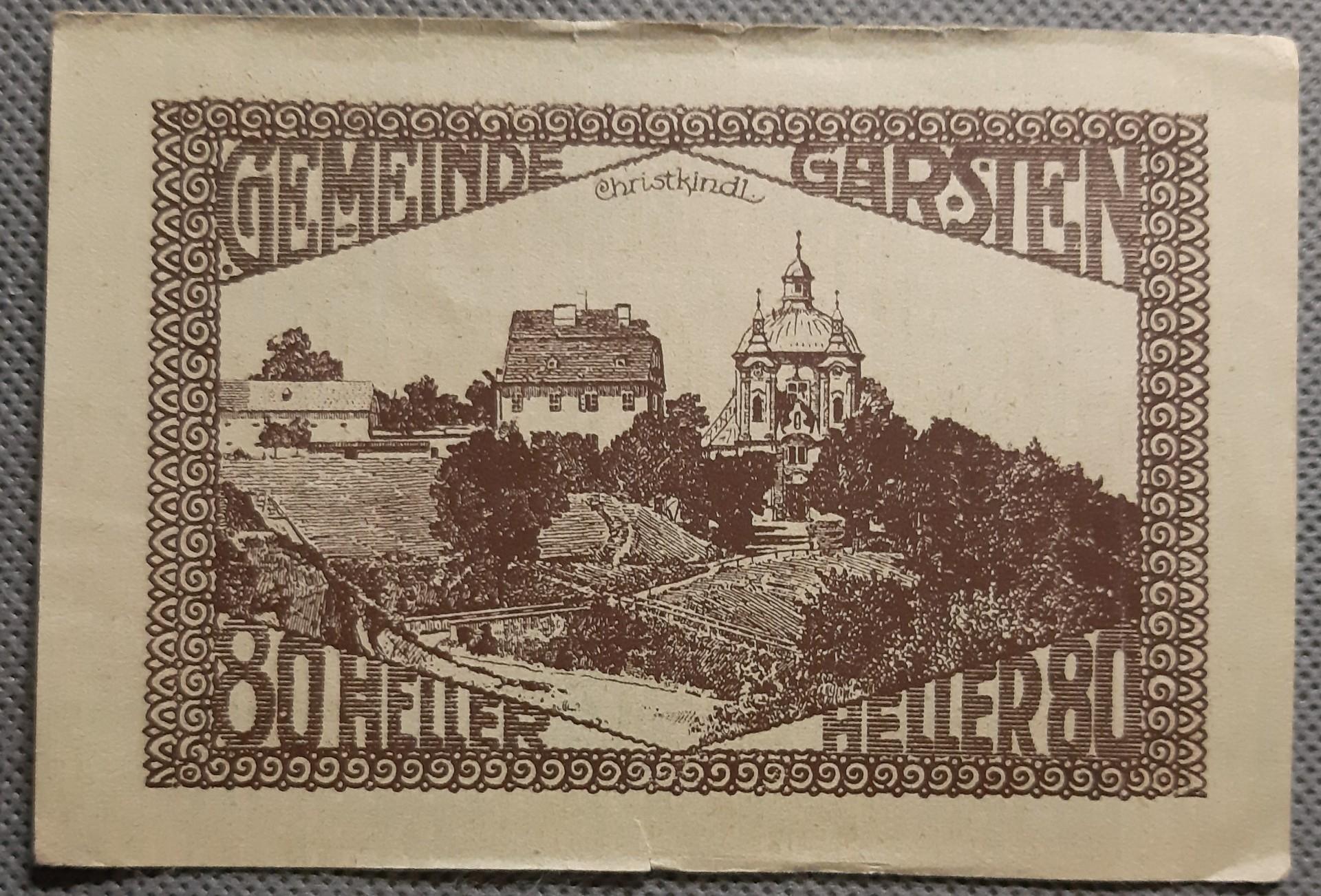 Austrija - Garsten 80 Helerių 1920 Banknotas (1981)