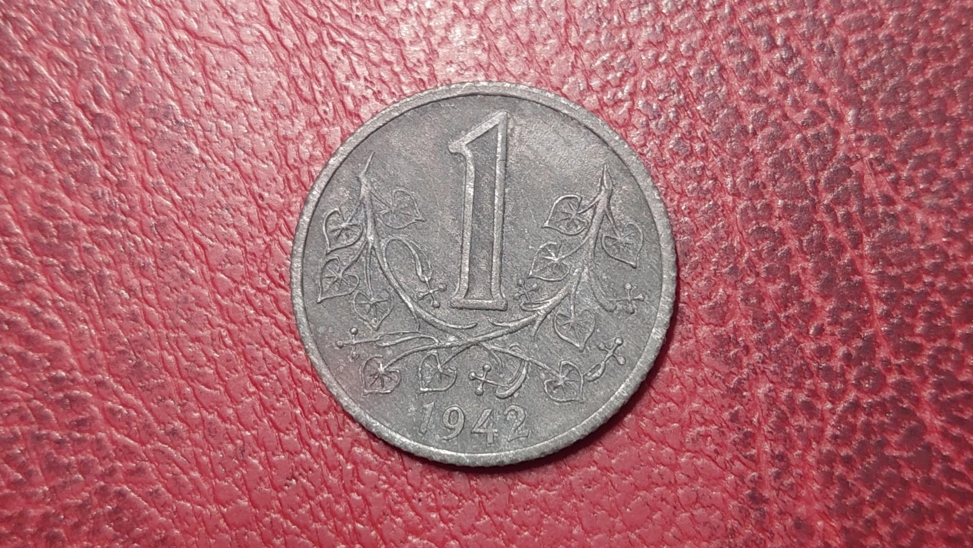 Bohemija ir Moravija 1 krona, 1942 KM# 4