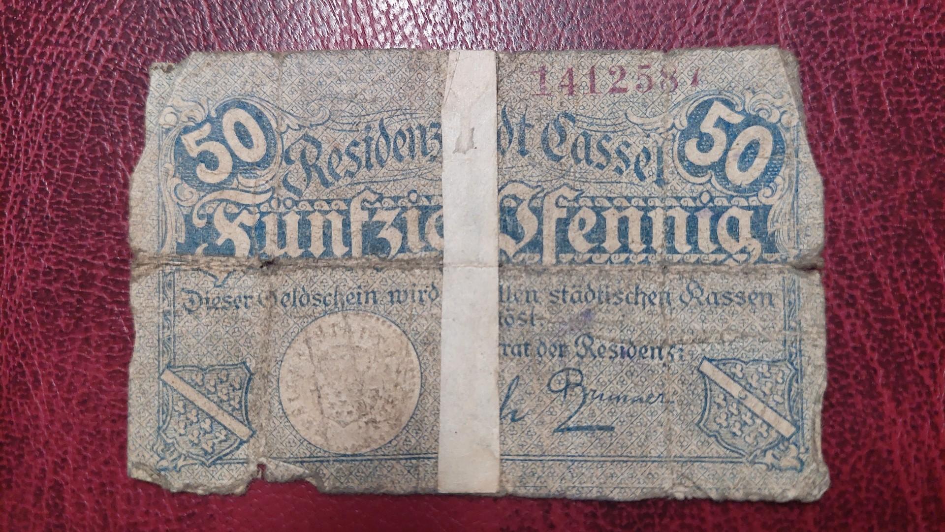 50 Pfennig 1918 Cassel Notgeld Vokietija retesnis