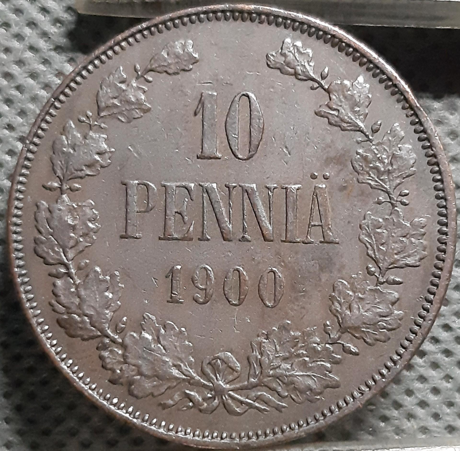 Suomija 10 Pensų 1900 KM#14 Varis (1972)