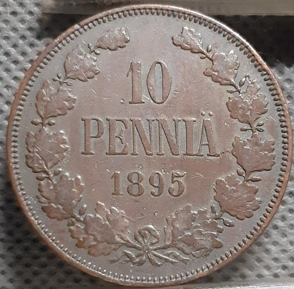 Suomija 10 Pensų 1895 KM#14 Varis (1973)