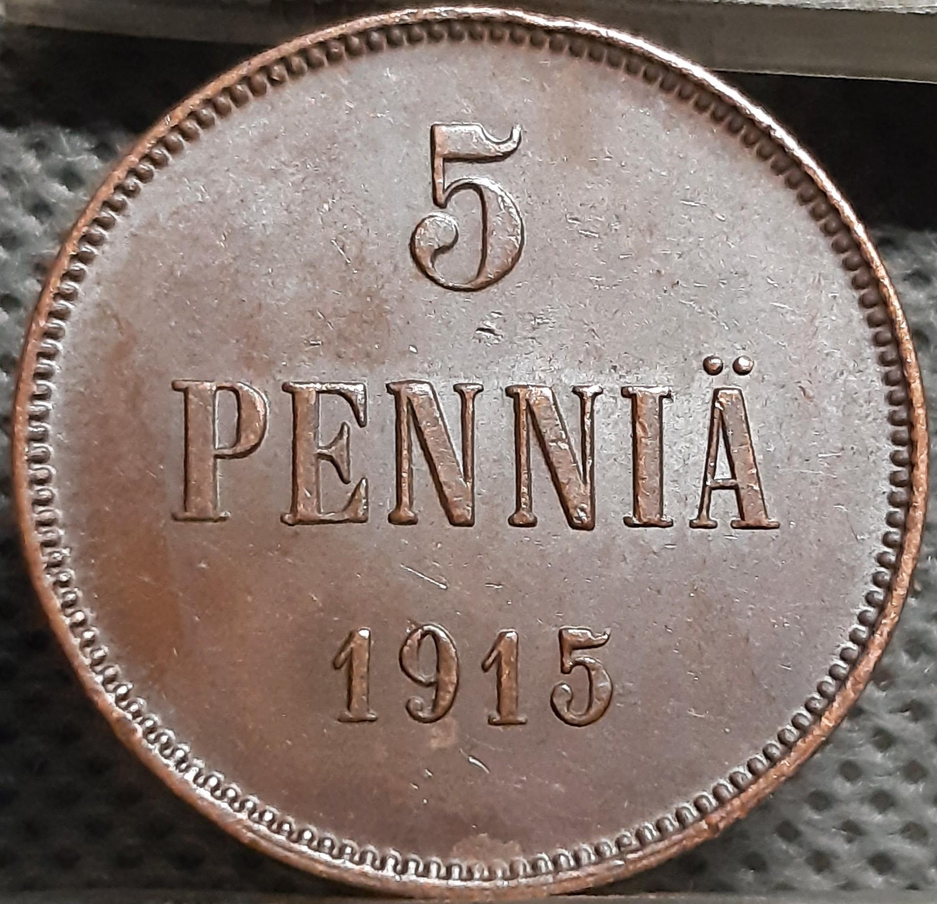 Suomija 5 Pensai 1915 KM#15 Varis (1980)