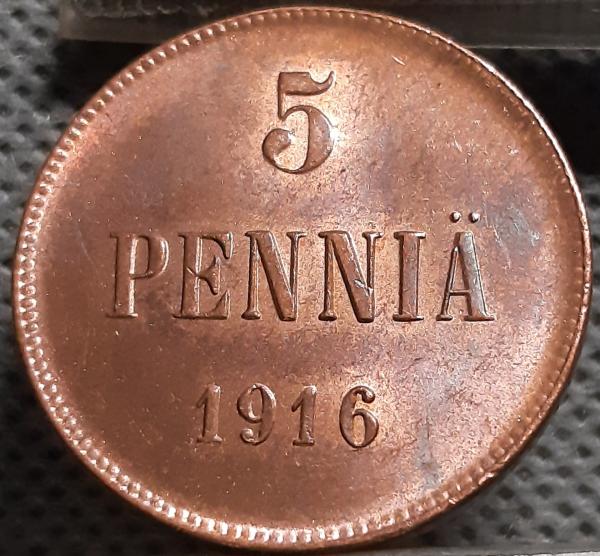 Suomija 5 Pensai 1916 KM#15 Varis (1986)