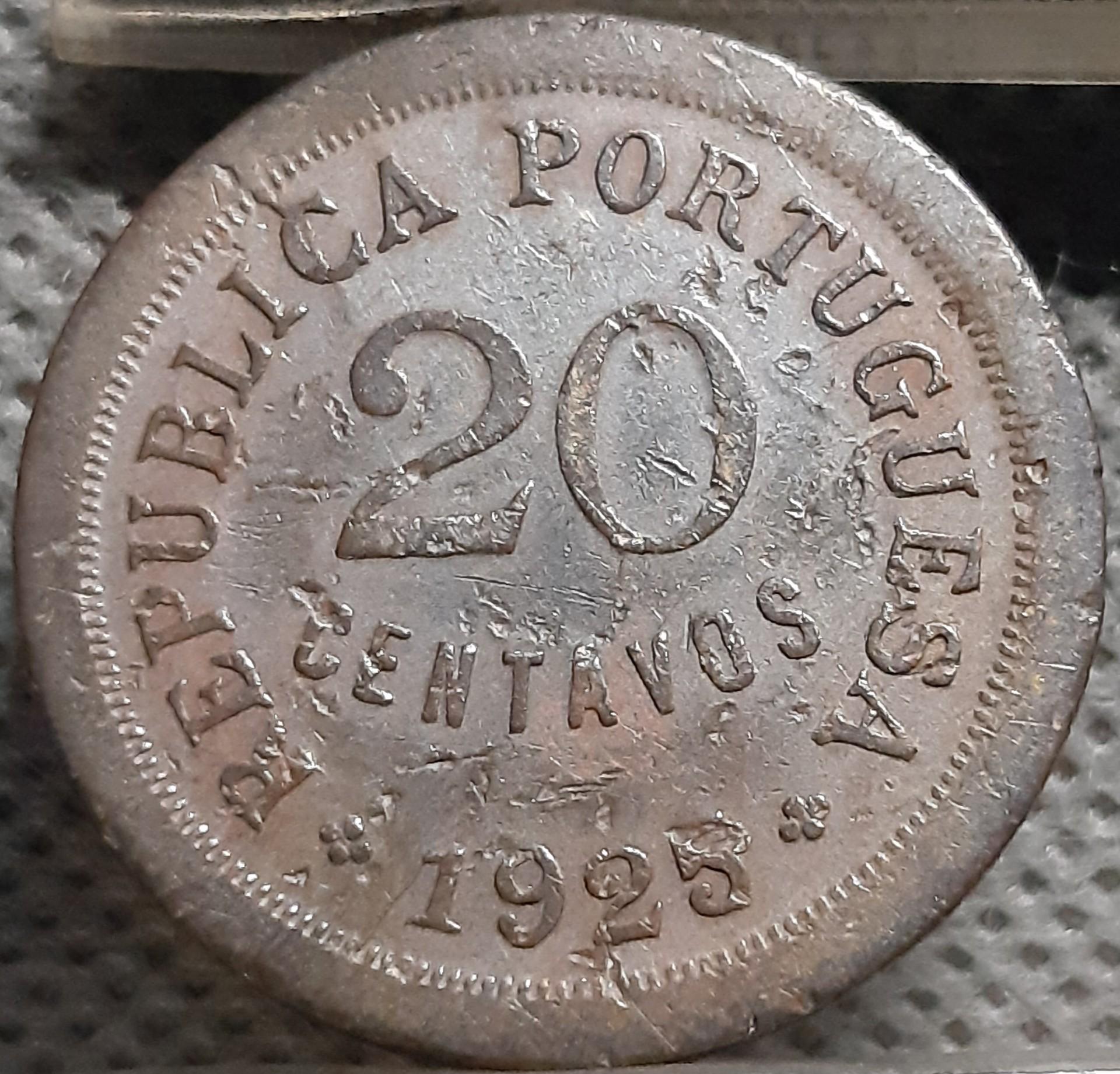 Portugalija 20 Sentavų 1925 KM#574 Bronza (2002)