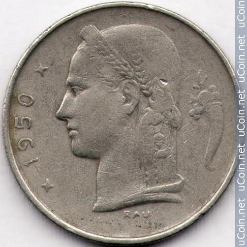 1 frankas Belgija, 1950m.