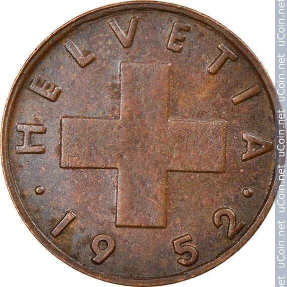 1 rapenas Šveicarija, 1952m.