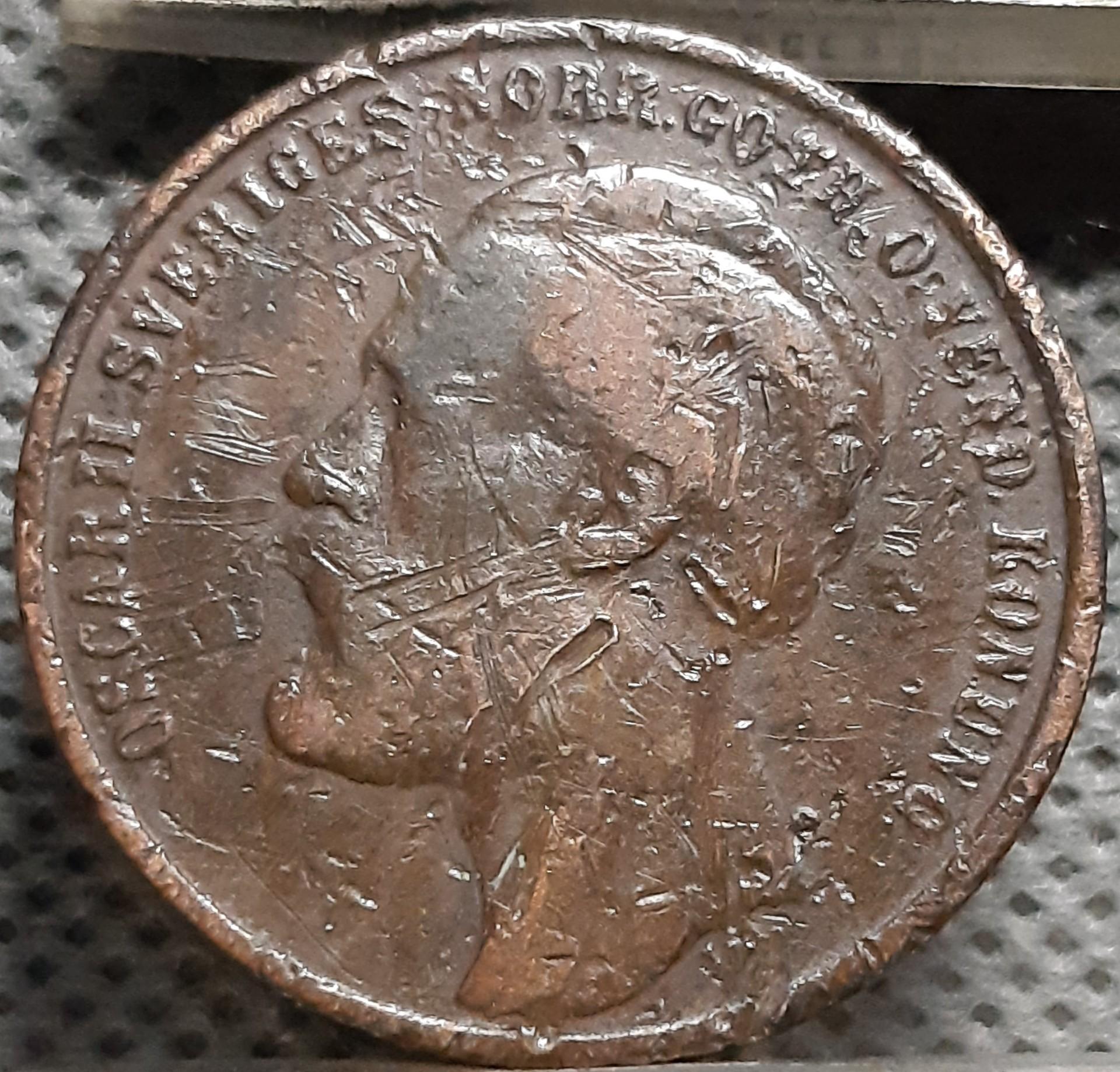 Švedija 2 Erės 1873 KM#729 Bronza (2067)