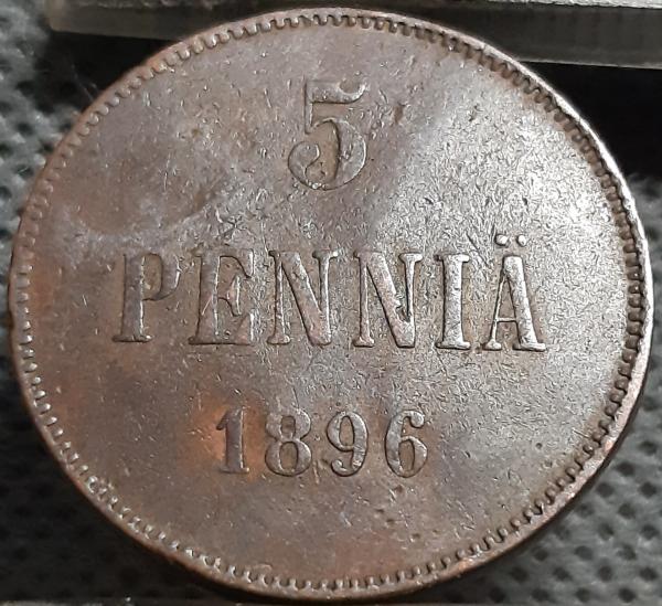 Suomija 5 Pensai 1896 KM#15 Varis (1985)