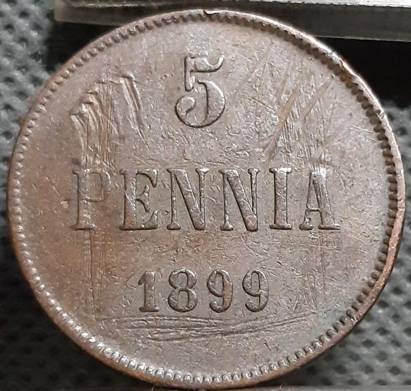 Suomija 5 Pensai 1899 KM#15 Varis (1983)