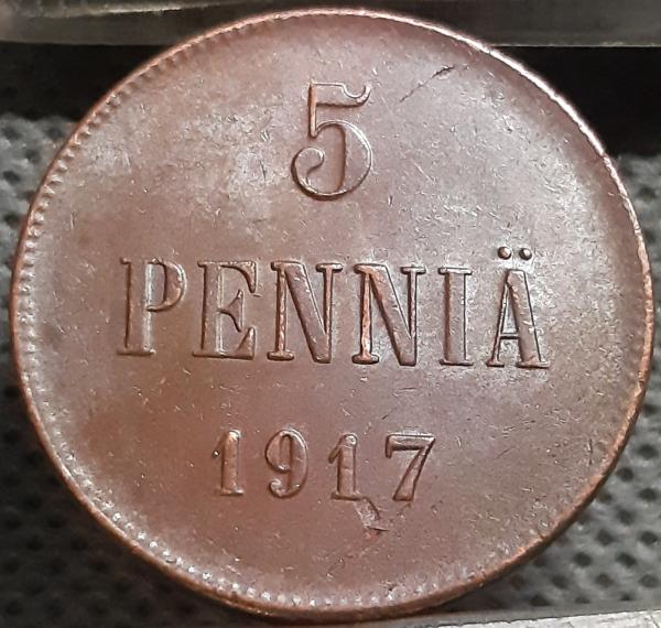 Suomija 5 Pensai 1917 KM#17 Varis (1979)