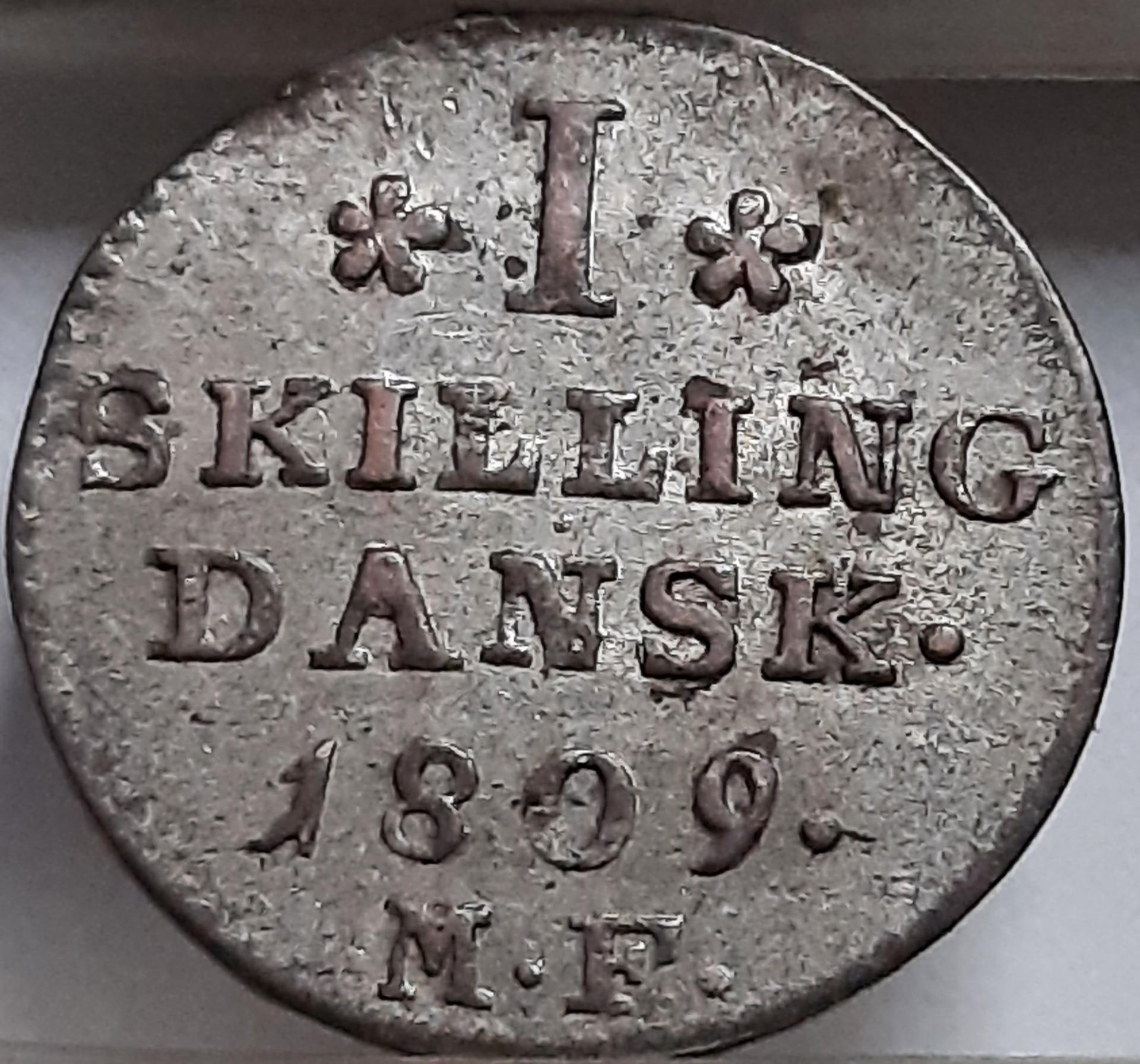 Danija 1 Skilingas 1809 KM#662 Sidabras (2087)