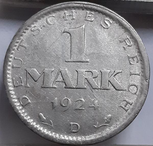 Vokietija 1 Markė 1924 D KM#42 Sidabras (2092)