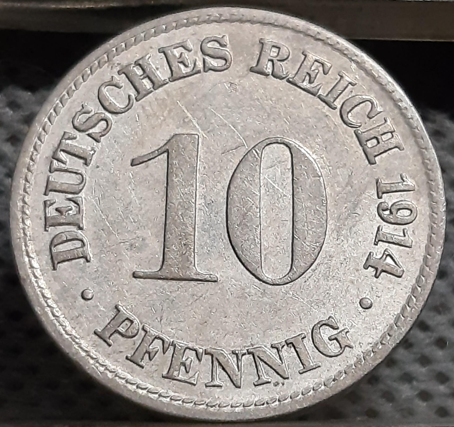 Vokietija 10 Pfenigų 1914 D KM#12 (2118)