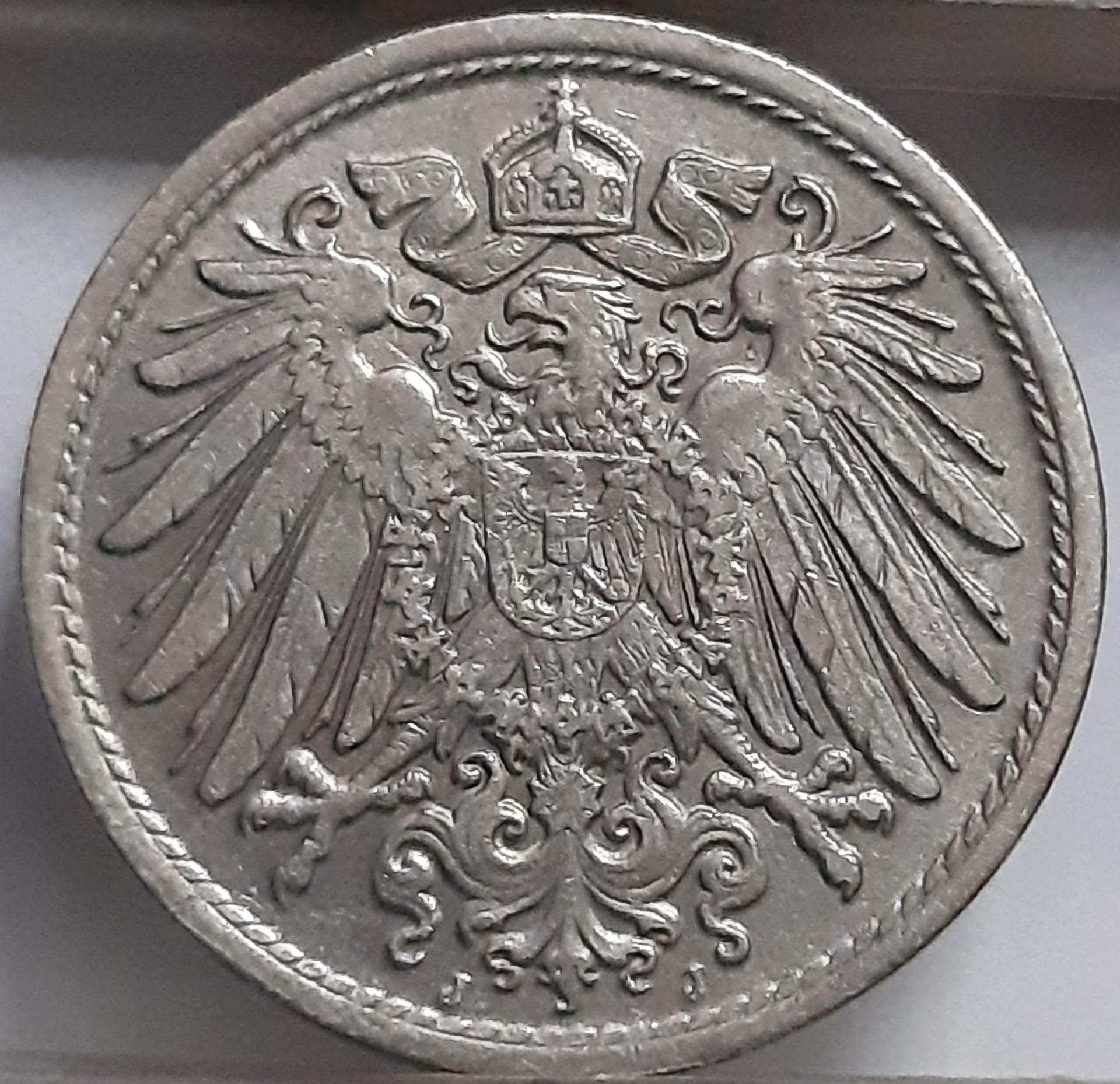 Vokietija 10 Pfenigų 1913 J KM#12 (2124)