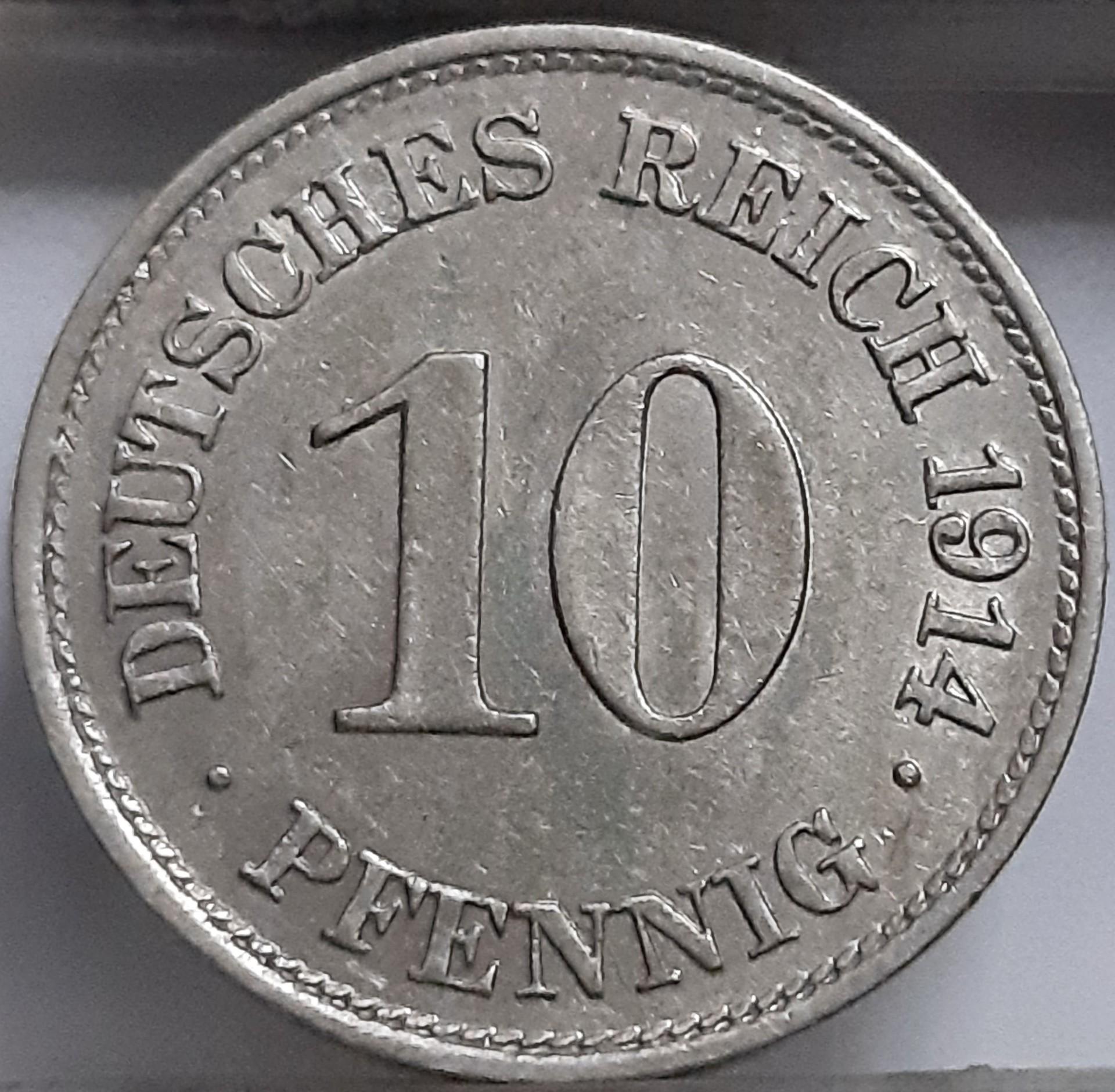 Vokietija 10 Pfenigų 1914 E KM#12 (2126)