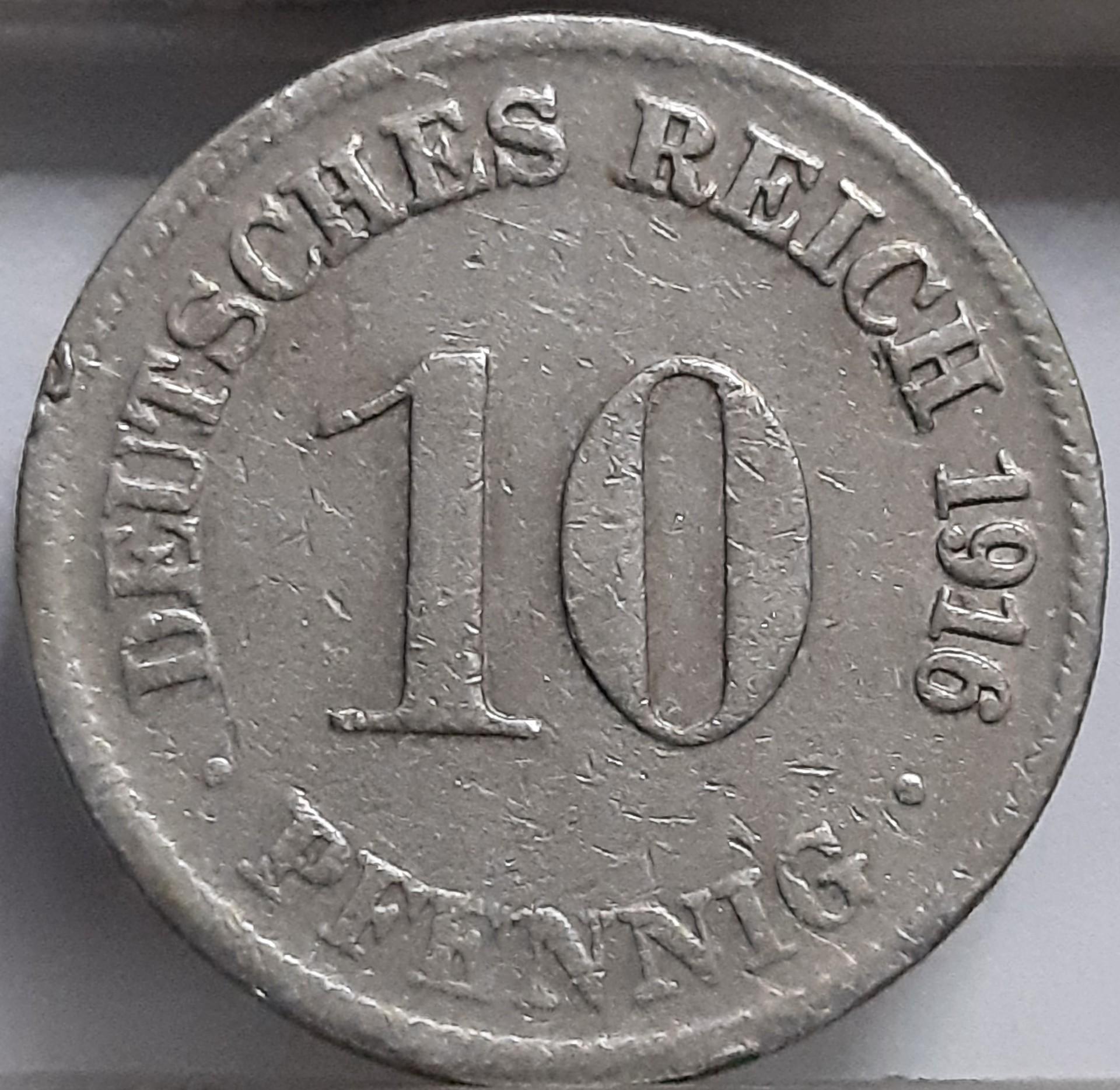 Vokietija 10 Pfenigų 1916 D KM#12 (2128)