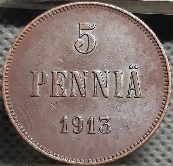 Suomija 5 Pensai 1913 KM#15 Varis (2129)