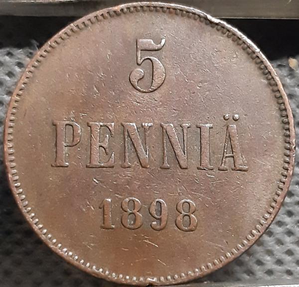 Suomija 5 Pensai 1898 KM#15 Varis (2130)