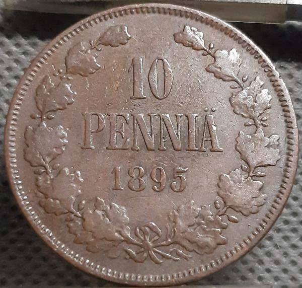 Suomija 10 Pensų 1895 KM#14 Varis (2134)