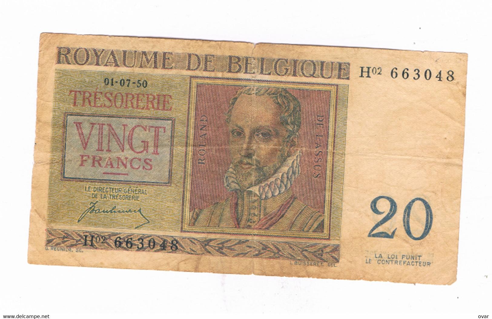 20 frankų Belgija, 1950