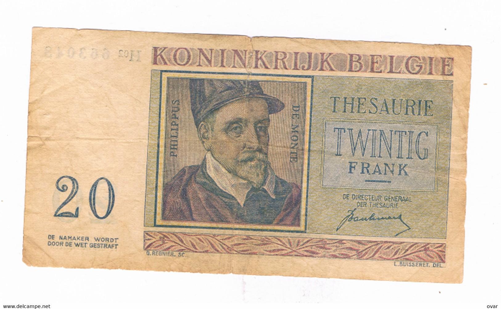 20 frankų Belgija, 1950