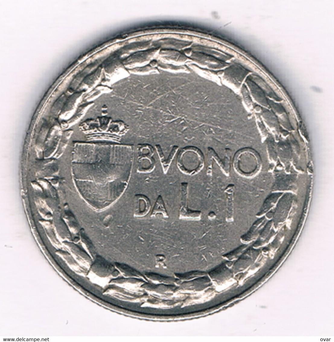 1 lira, Italija. 1922m.