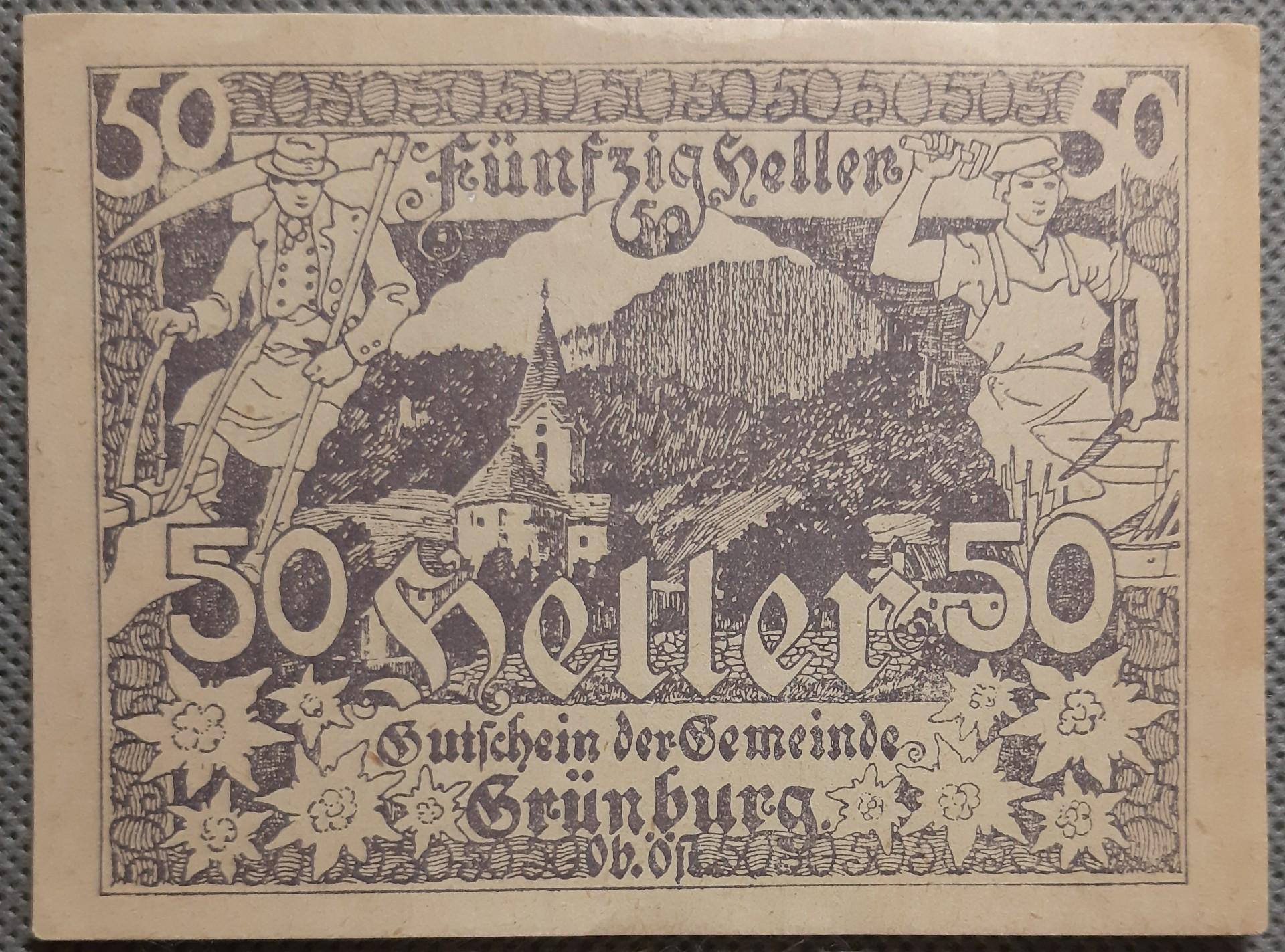 Austrija-Grünburg 50 Heller 1920 N#211234 (2175)