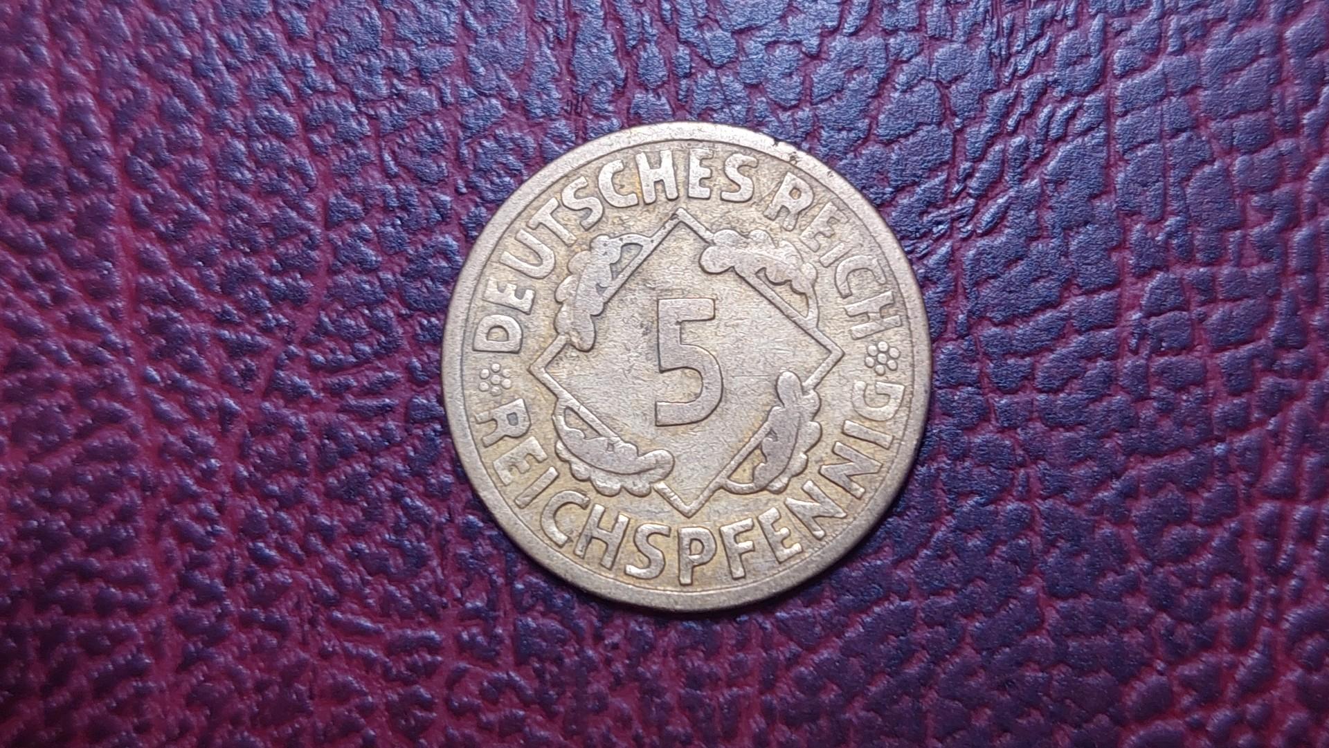Vokietija 5 reichspfenigai, 1925E KM# 39