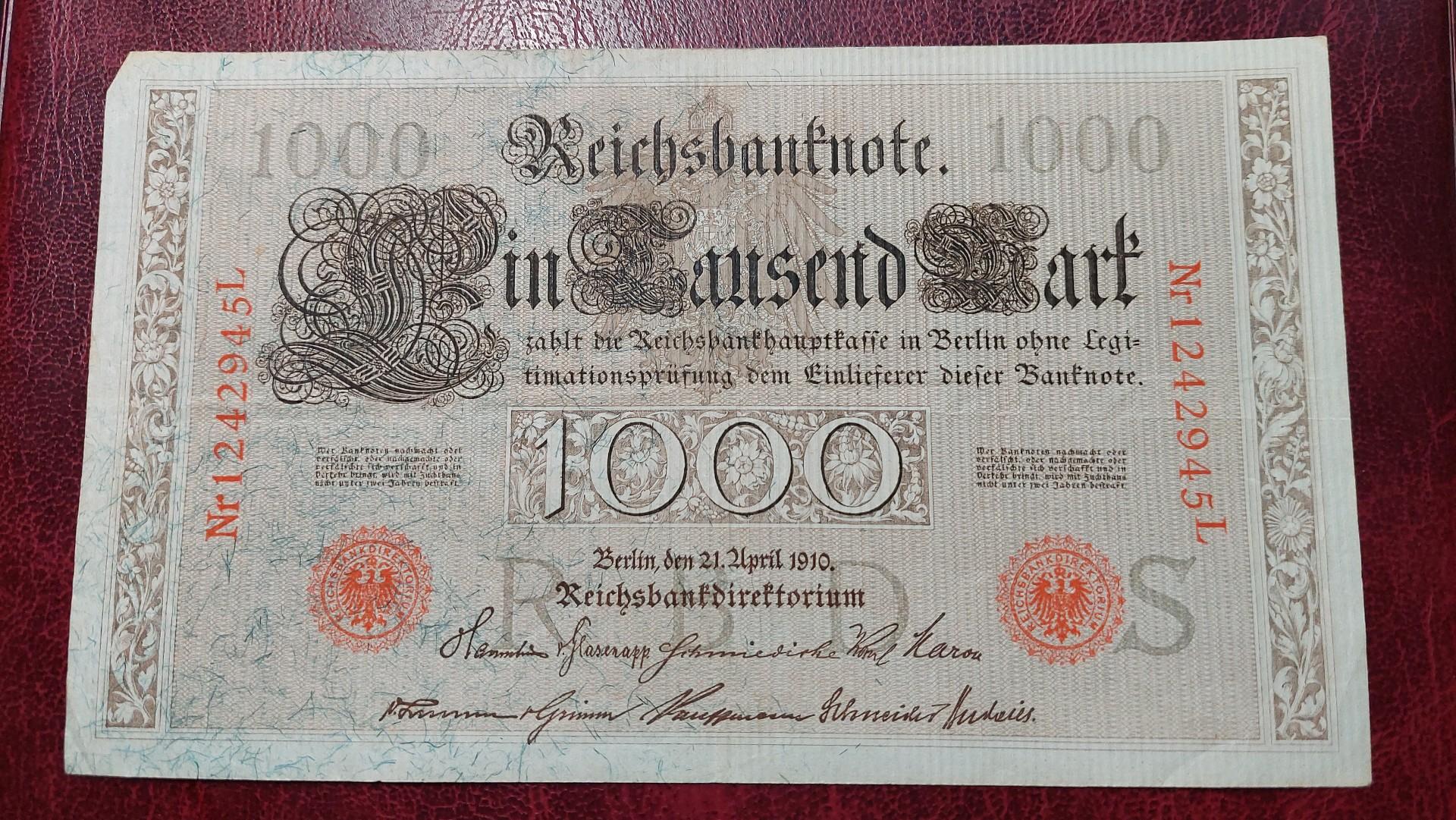 1,000 Mark 1910.04.21 Vokietija P-44b.4