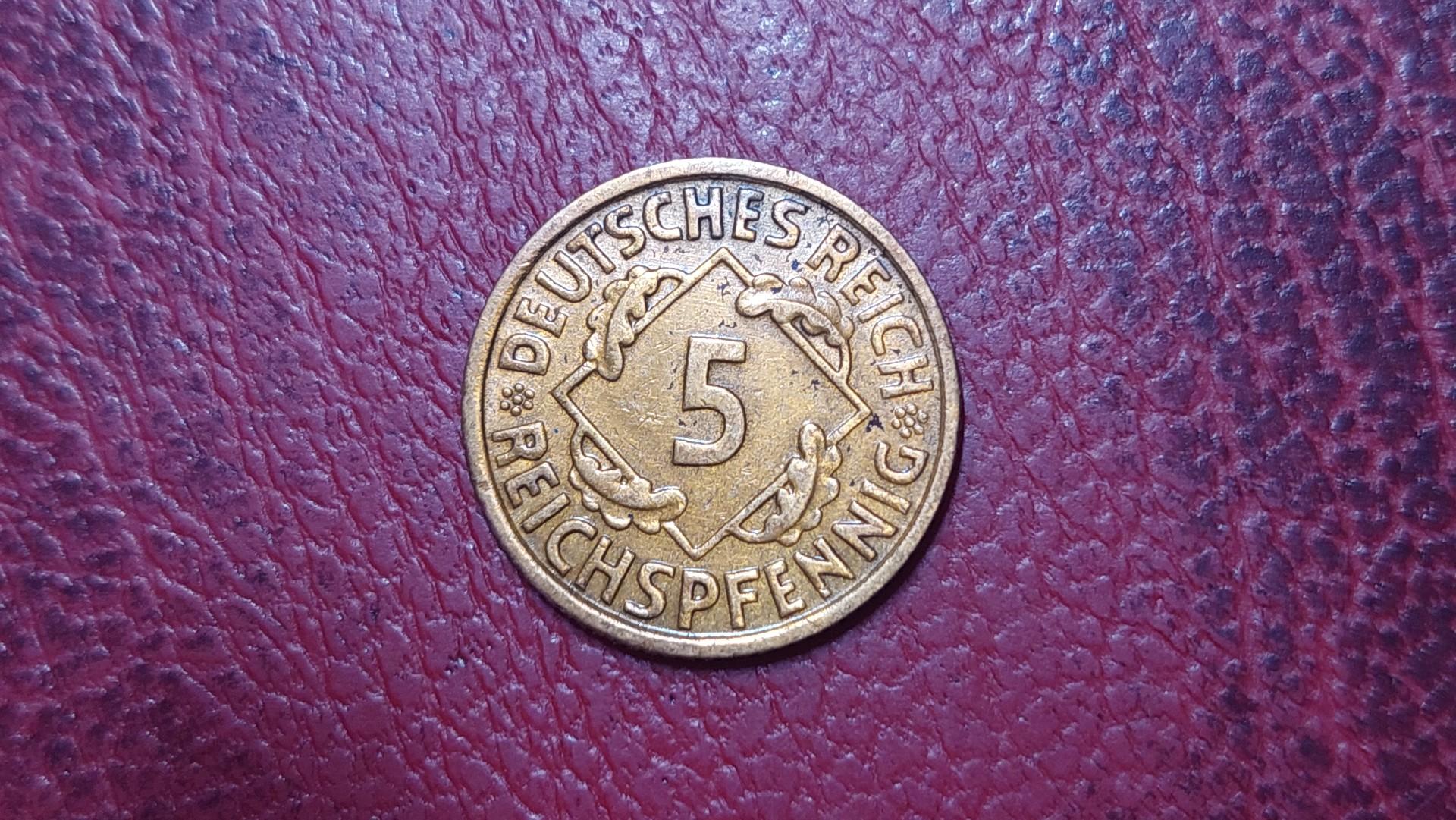 Vokietija 5 reichspfenigai, 1935F KM# 39