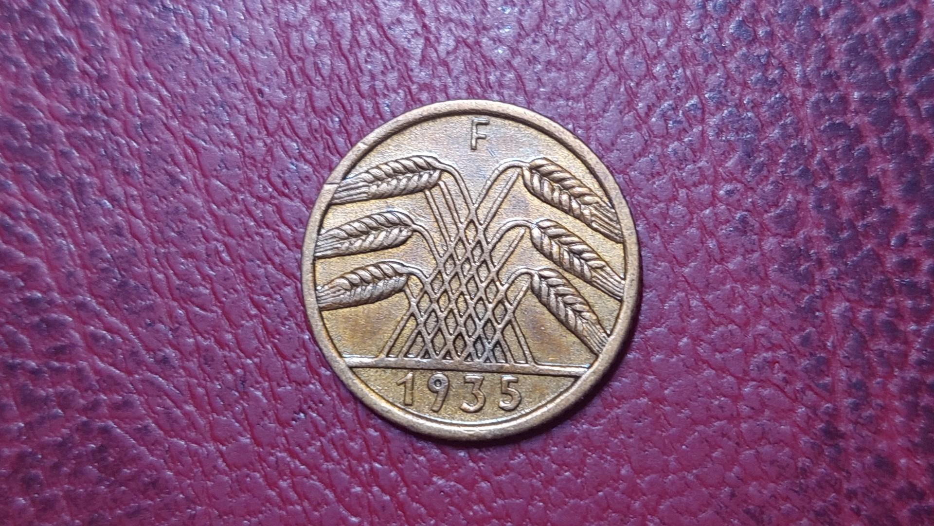 Vokietija 5 reichspfenigai, 1935F KM# 39