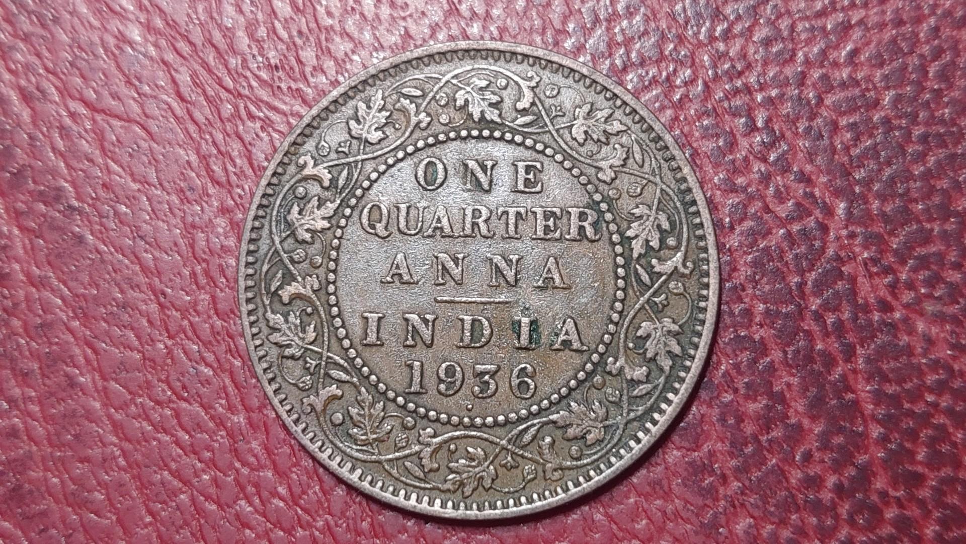 Indija - Britų ¼ anos, 1936 KM# 512 „•“ - Bombėjus