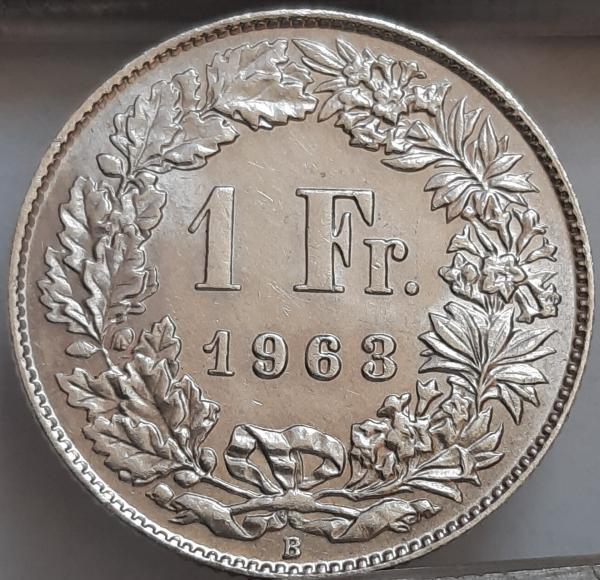 Šveicarija 1 Frankas 1963 KM#24 Sidabras (2180)