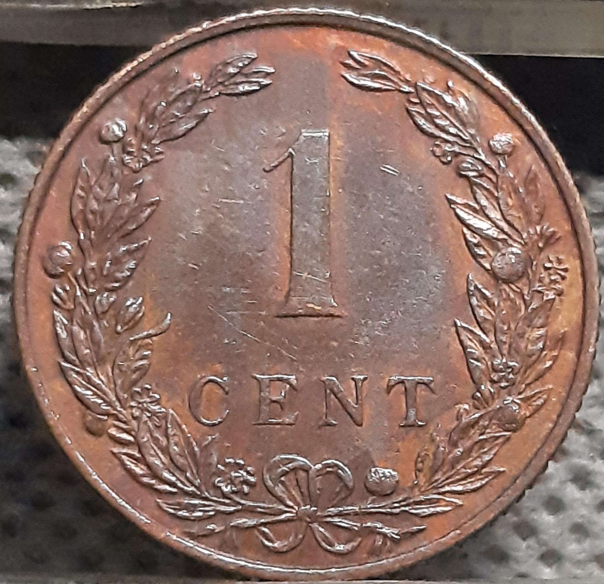 Nyderlandai 1 Centas 1907 KM#132 Bronza (2192)